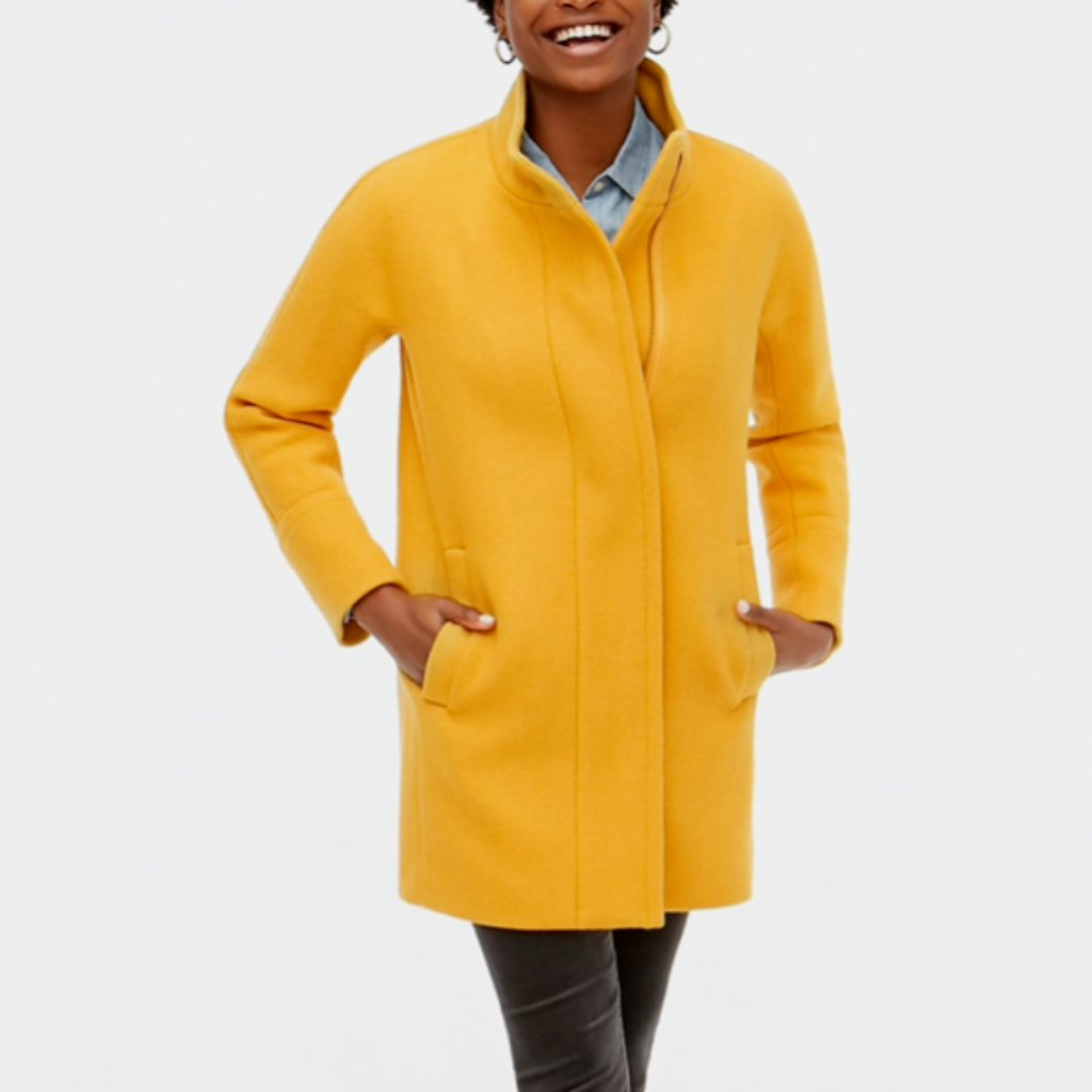 Nwt! J.Crew Yellow Bronzed Ochre City Coat Size 0